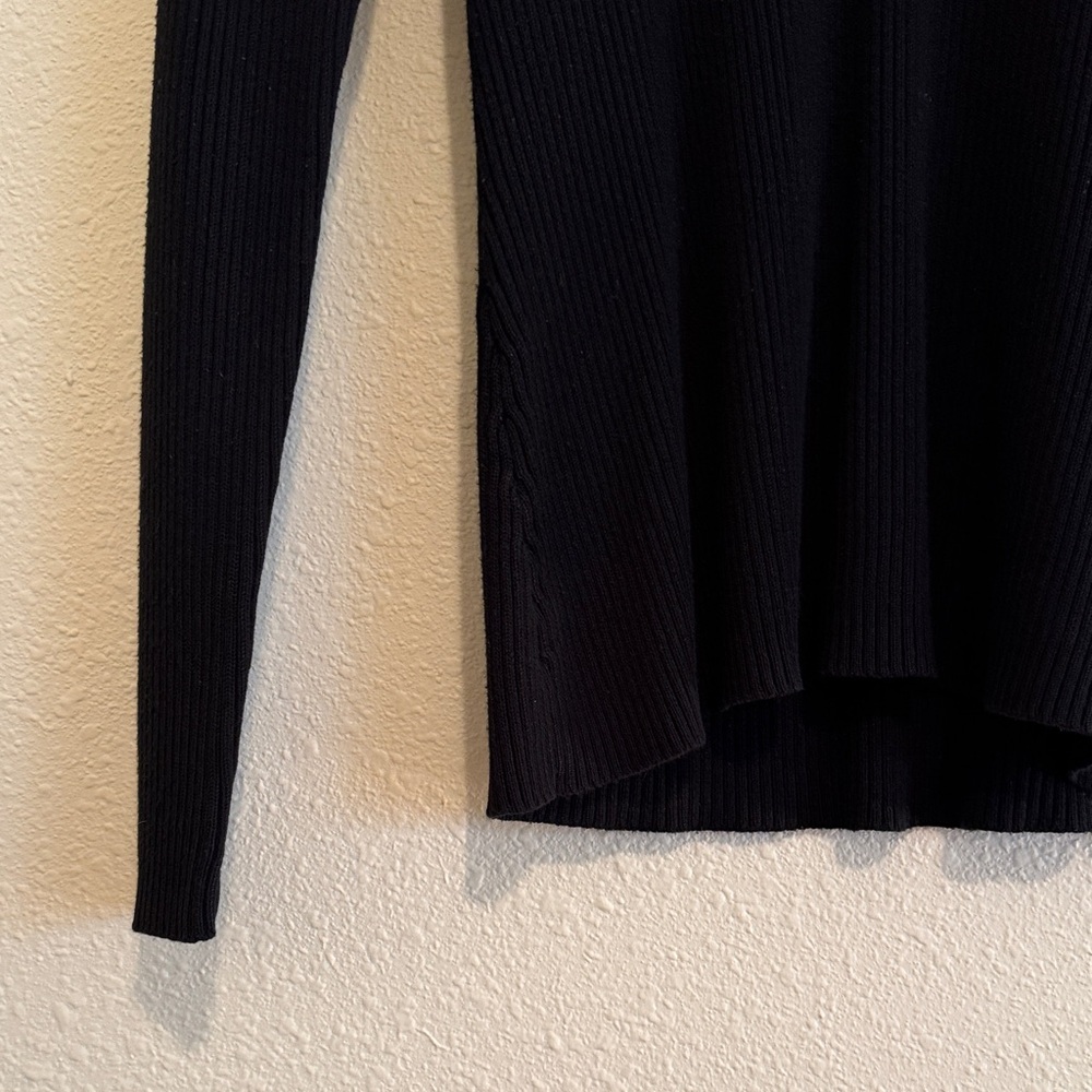 Black Ribbed Mock Neck Sweater Top - Picture 3 of 7